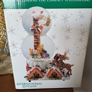 Santa Climbing the Chimney musical Waterglobe